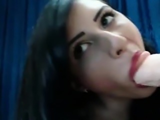 Sexy GF Dildos Her Tiny Cunt on Webcam