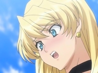 Busty anime gets squeezed her bigtits in the beach