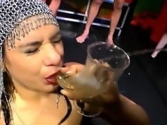 Facefucked ho drinks piss