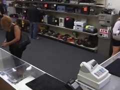 Blonde with big tits gets fucked by the pawnshop owner