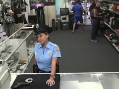 Sexy Police babe  rides cock