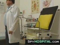 Leggy blonde pelvic exam by old gyno leaked spy cam