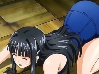 Brunette hentai teen fucked from her back