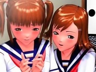 Adorable anime girl rubbing her coeds lusty pussy