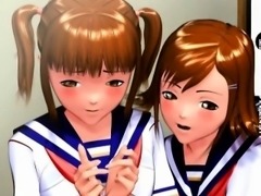 Two 3D hentai schoolgirls gets nailed
