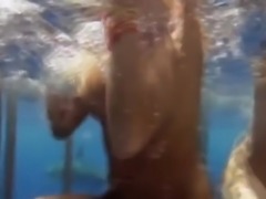 Hot babes in shark cage and snowboarding while all naked