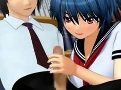 3D Busty Coed Plays in School Library!