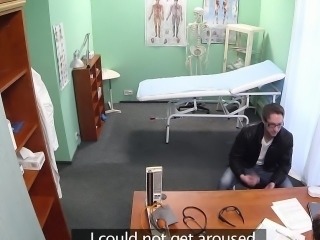 Gorgeous euro nurse collects patients cum