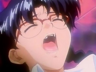 Anime girl in glasses gets cunt nailed by monster tentacles