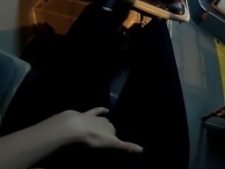 POV - Naughty babe masturbates on a public bus