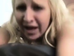 Stunning blonde girl sucks on penis and gets fucked hard