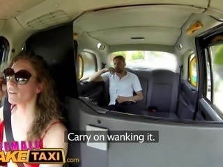 FemaleFakeTaxi Sexy Cabbie in stunning red dress fucks her passenger