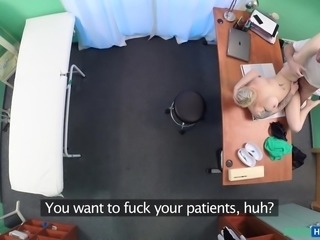 She went to a doctor, because she had some kind of sexual problem, but the culprit doctor seduced her and exploited the situation, by fucking her very hard on his table. She loved it very much and goes crazy about it.