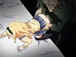 Busty anime blonde gets double penetrated