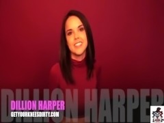 POV Cute Dillion Harper strips down and sucks your cock
