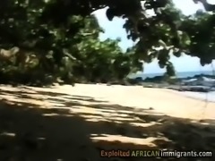 A beautiful African hottie gets her tight coochie pumped by