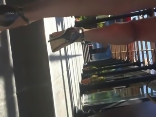skinny beautiful teen legs and tight ass upskirt
