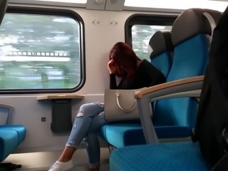 sweet woman in disrupted jeans
