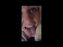 Blonde chick sucks dick on her knees and gets cim