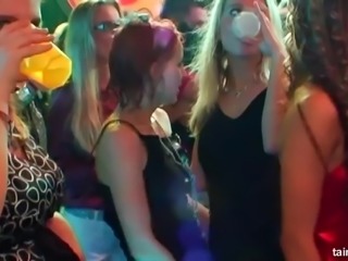 Lucky ladies sucking some pulsating boners in the kinky nightclub