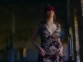 Blindfolded submissive masturbation