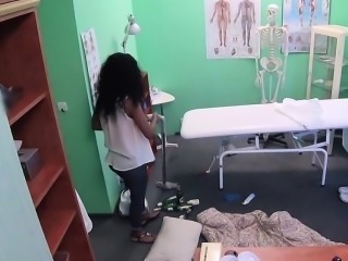 Doctor fucks ebony cleaning lady in office