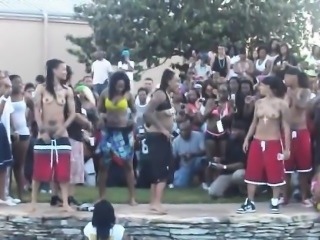 Women display vagina and breasts at Break