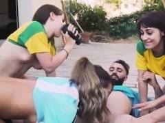 Stunning soccer babes hot group fucking action