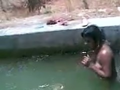 Horny Indian guys playing with my tits and pussy in a pool