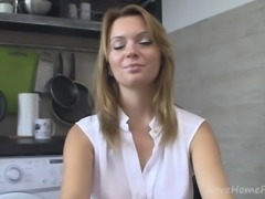 Real cutie and her naughty session in kitchen