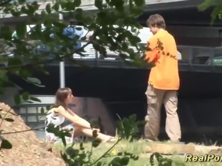 Horny young german couple loves to fuck on public places