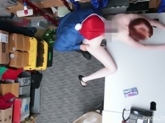 Red haired whorish girlie get naughty with fuck hungry man in the storage room