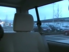 Fucking German slut in her asshole on a back seat in a car