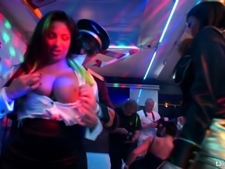 Incredible sex party on the board of a plane with gorgeous sluts
