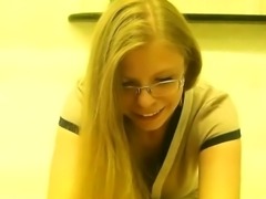 Busty teen blonde strip on webcam