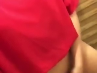 Public bathroom masturbation at work