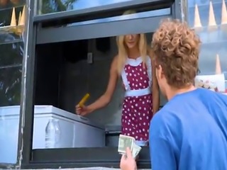 Jade lets Michael in the icecream van for a pussy treat