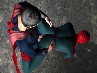 3D cartoon Spiderman getting fucked anally in a back alley