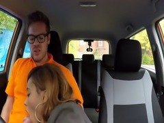 Ebony teen bangs white cock in car
