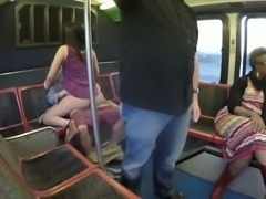 Spoiled bitch is fucking upskirt in a public bus right in front of other...