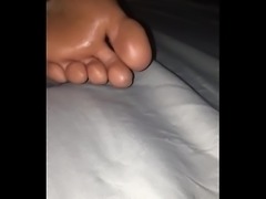 Sleeping milf dirty feet worshiped &amp_ cum covered