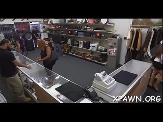 Sweet bitch has sex in shop