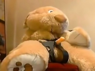 Horny girl has sex with her stuffed toy