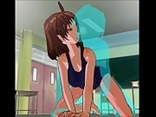 Cute anime girl in swimsuit gets fucked in classroom