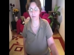 Huge naturals granny Milena on home webcam