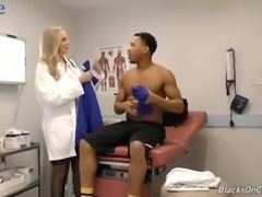 Black soccer player gets lured and pleased by sexy doctor Julia Ann