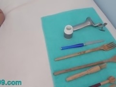 Urethral Fucking 2 knifes and peehole sounding with objects