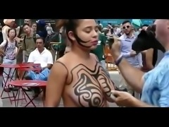 Girl Show Her Big Boobs &amp_ Nude Body Painting