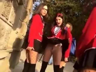 Schoolgirls fishnet