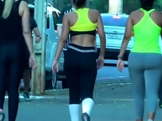 Street voyeur follows a sexy slender babe with a perfect ass